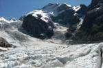 Blick zum Piz Bernina vom Morteratsch Gletscher
